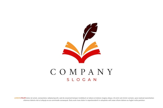 libro de logotipo y pluma de pluma conocimiento educación