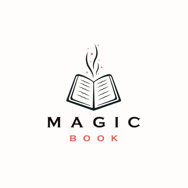 Libro mágico logo icono diseño plantilla vector plano