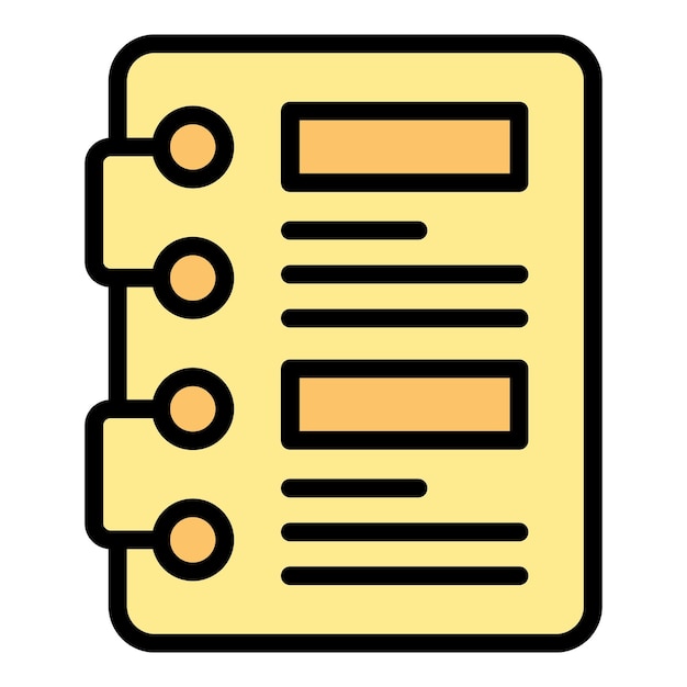 Libro de notas estudio icono contorno vector caso de investigación éxito aprender color plano
