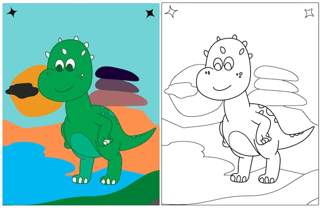 Libro de páginas para colorear de dinosaurios para niños.