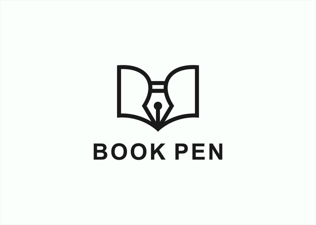 libro con pluma logo diseño vector silueta ilustración