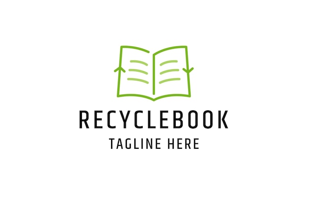 Libro de reciclaje plantilla de diseño de íconos de logotipo minimalista de vector plano