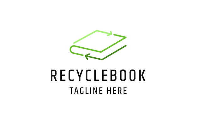 Vector libro de reciclaje plantilla de diseño de íconos de logotipo minimalista de vector plano