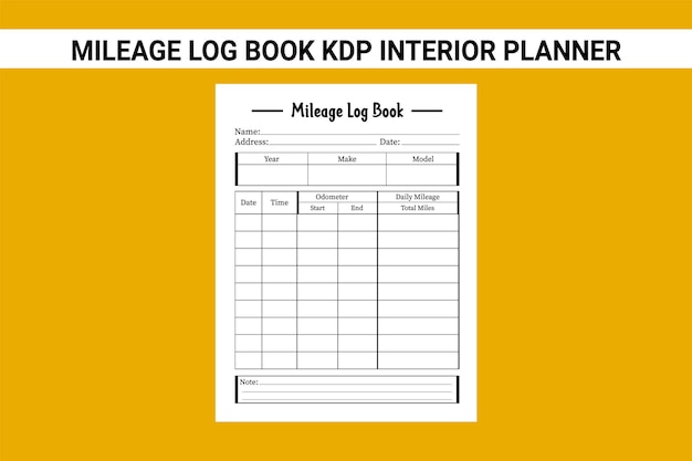libro de registro de kilometraje planificador de interiores kdp
