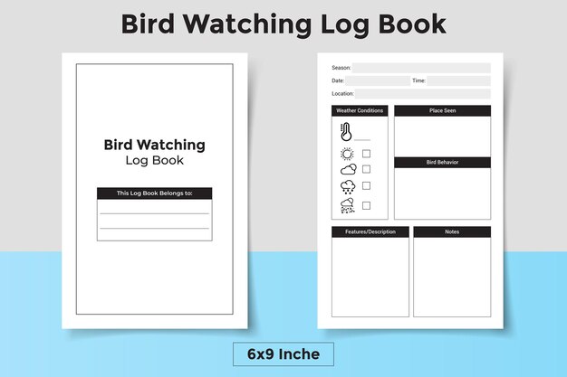 Vector libro de registro de observación de aves