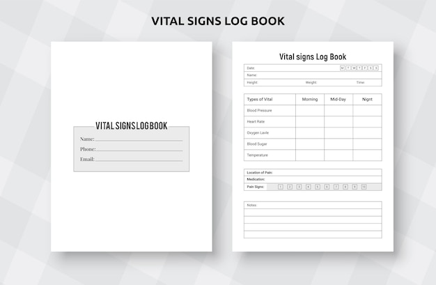 Vector libro de registro de signos vitales kdp interior