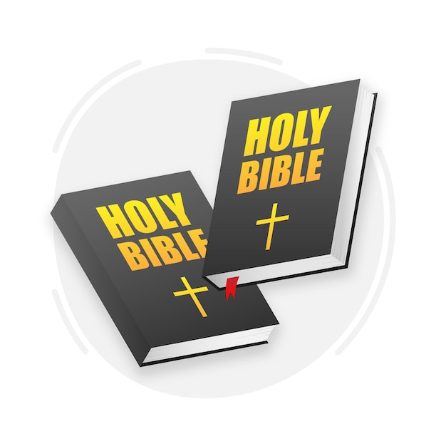 Libro de la Sagrada Biblia Libro de religión maqueta Iglesia de adoración Ilustración vectorial