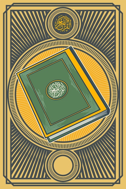Vector libro sagrado del corán para ramadán mubarak ilustración de vector de boceto dibujado a mano