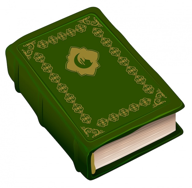 Libro verde Corán. Símbolo de la religión Islam