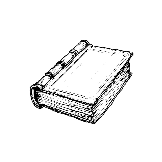 Libro vintage de estilo boceto dibujado a mano Estudio, lectura, conocimiento y religión Ilustración vectorial