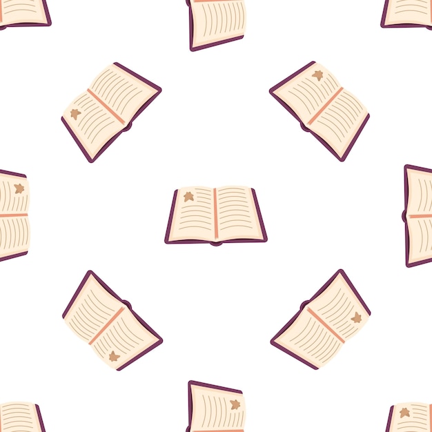 Libros abiertos con marcadores con patrón sin costuras sobre fondo blanco