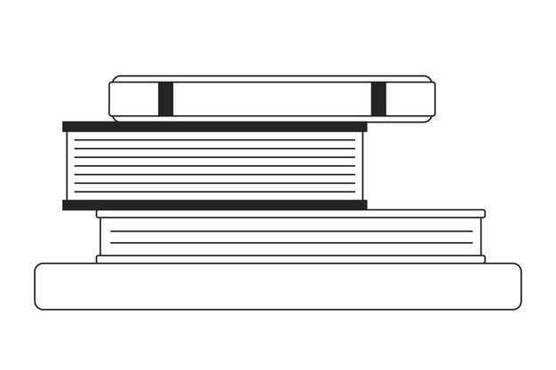 Libros apilados libros de texto en blanco y negro línea 2D objeto de dibujos animados cuadernos tarea de casa inacabada elemento de esquema vectorial aislado escuela secundaria de la universidad Volver a la escuela ilustración monocromática de puntos planos