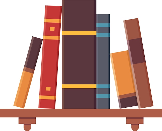 Libros de colores están de pie y apoyados en una pequeña estantería de madera que crea una atmósfera acogedora y acogedor para la lectura y el aprendizaje