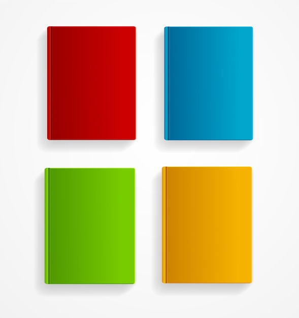 libros colorido conjunto en blanco aislado sobre fondo blanco. Plantilla vacía.