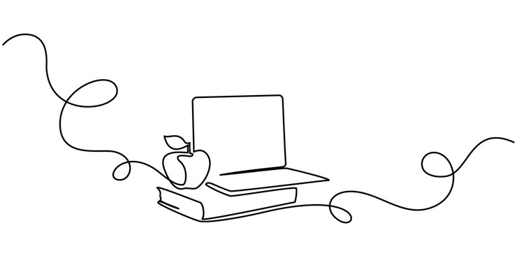 Vector libros con cuaderno y manzana sobre marco ondulado de vuelta a la escuela concepto de educación continua una línea