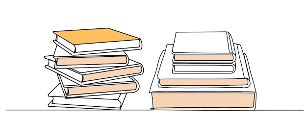 Libros de dibujo en un vector aislado de línea continua