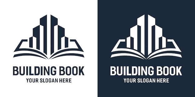 Libros y edificios LOGO Vector de líneas abstractas