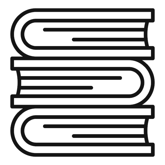 Los libros de investigación apilan el icono del contorno del vector El material de descubrimiento