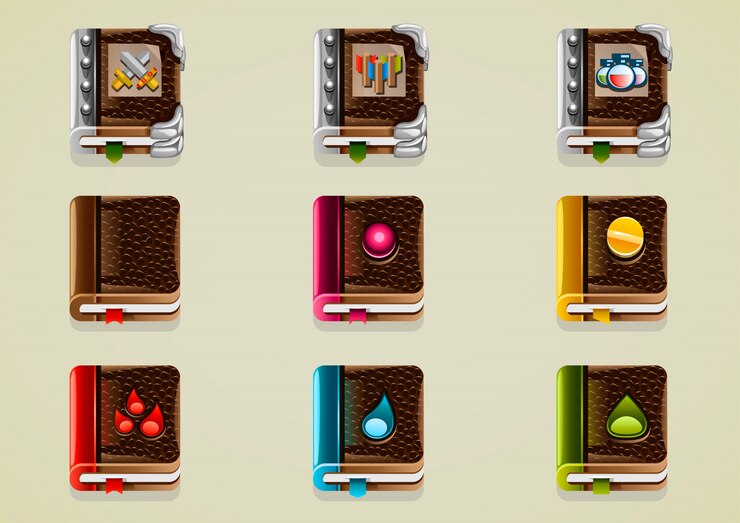 Vector libros de juegos de fantasía