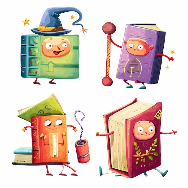 Vector libros para niños, libros de texto, best-sellers y cuentos de hadas.