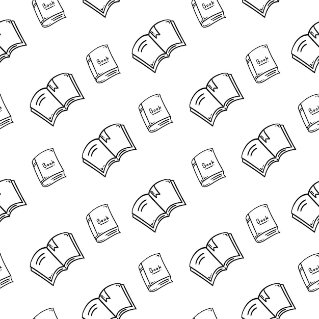 Libros con patrón sin costuras libros garabateados con patrón dibujado a mano libro con patrón sin soldaduras