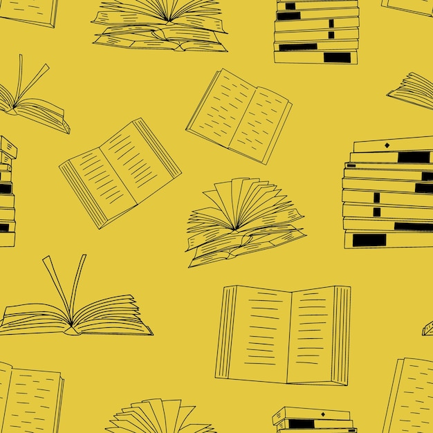 Libros de patrones sin fisuras Doodle vector fondo perfecto para la tienda de libros educativos de biblioteca