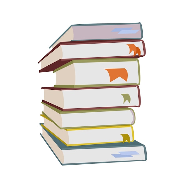 Vector libros planos con marcadores regreso a la escuela y educación sabiduría conocimiento y libro de biblioteca con