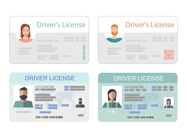 Vector licencia de conducir, cédula de identidad, cédula de identidad, cédula de identidad.