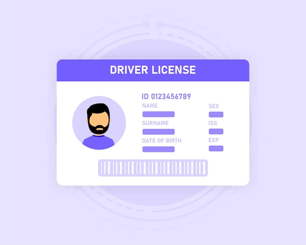 Licencia de conducir licencia para conducir en automóvil y otros transportes ilustración vectorial