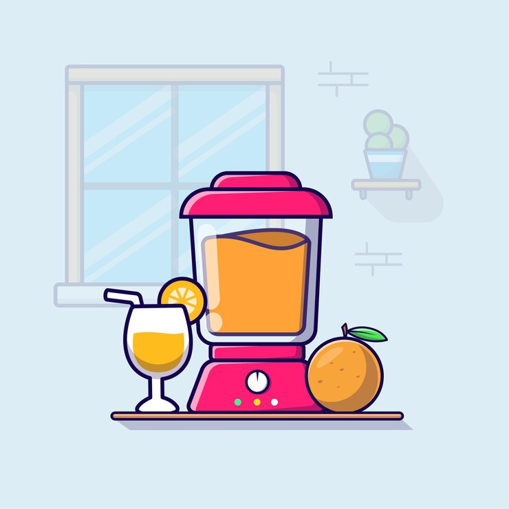 Vector licuadora mezclando jugo de fruta saludable herramientas de cocina cocina ilustración vector aislado diseño plano