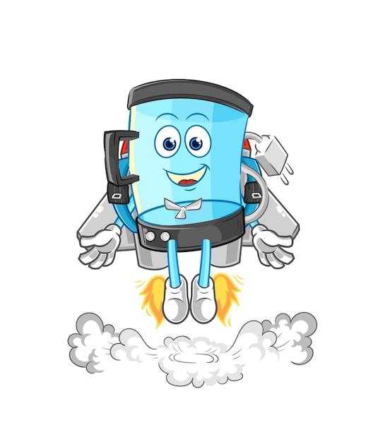 Licuadora con vector de dibujos animados de mascota jetpack