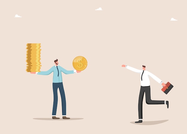 El líder le da a un hombre una moneda.