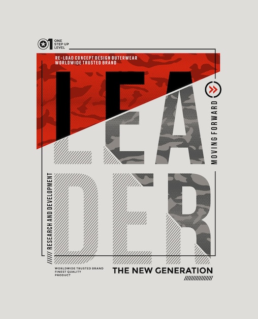 Líder nueva generación tipografía eslogan diseño abstracto vector impresión ilustración