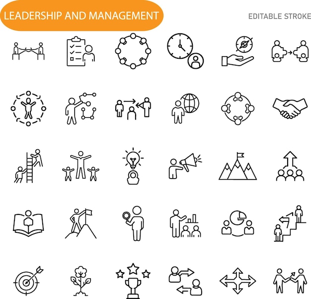 Liderazgo Iconos de gestión Trabajo en equipo Estrategia Crecimiento Éxito
