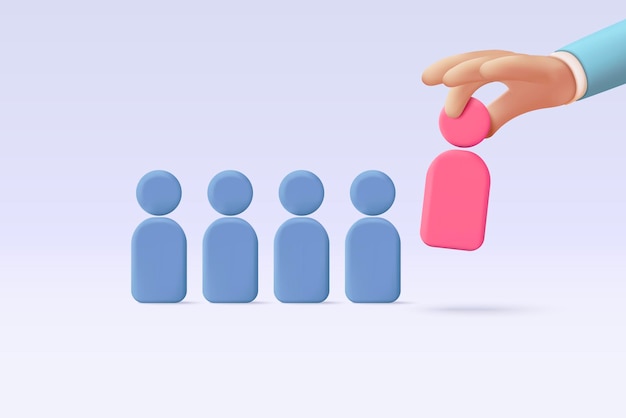 Liderazgo para una nueva idea exitosa Excelente idea de negocio en la mano desafío de negocio en el liderazgo conexión con la gente concepto de asociación 3d icono de liderazgo vector render ilustración