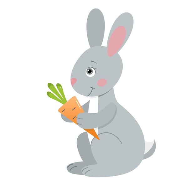 Liebre, ilustración para niños. Elemento de diseño para tarjetas de baby shower, álbumes de recortes, invitaciones, artículos para niños y accesorios infantiles. Aislado sobre fondo blanco. Ilustración vectorial.