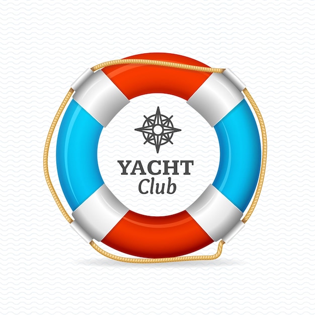 Life Buoy Yacht Club concepto de signo corporativo. Ilustración vectorial