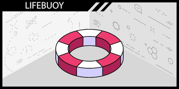 Lifebuoy icono de diseño isométrico vector web ilustración 3d colorido concepto