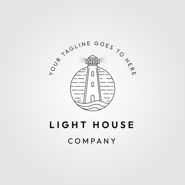 Light house line art logo icono y símbolo vector ilustración diseño