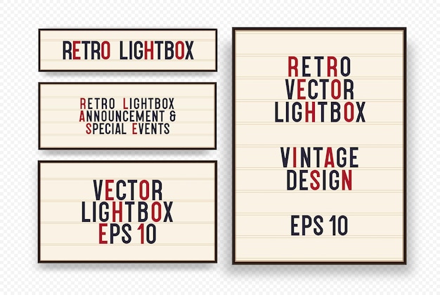 Lightbox vector retro banner conjunto de tamaño diferente