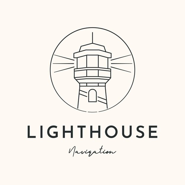 lighthouse iconic navigation line art logo vector minimalist illustration design lighthouse safe