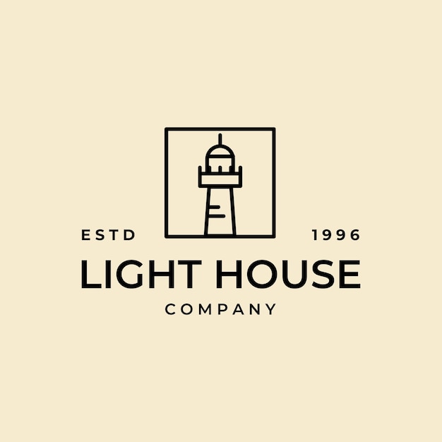 Lighthouse line art logo diseño ilustración vectorial