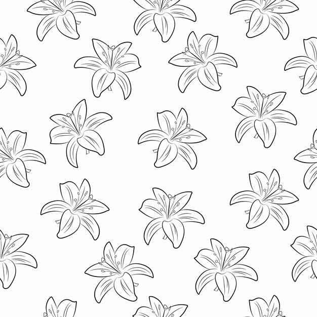 Lily Flower Seamless Pattern