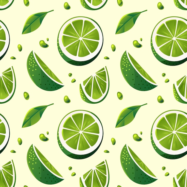 Lime sin costuras y patrón de hojas en amarillo