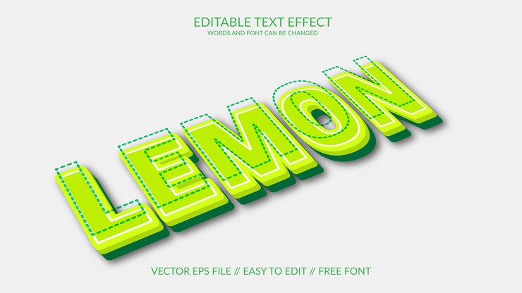 Vector limón 3d totalmente editable vector eps plantilla de efecto de texto