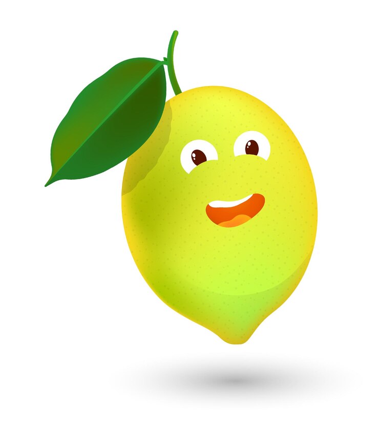 Vector limón con una amplia sonrisa alegre en su cara buen tiempo de verano cálido gran estado de ánimo vector aislado en