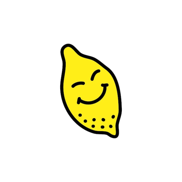El limón Doodle con la cara sonriente