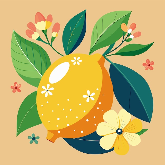 limón y flores archivo vectorial