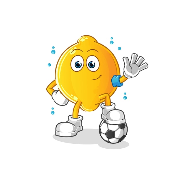 Limón jugando fútbol ilustración. vector de personaje