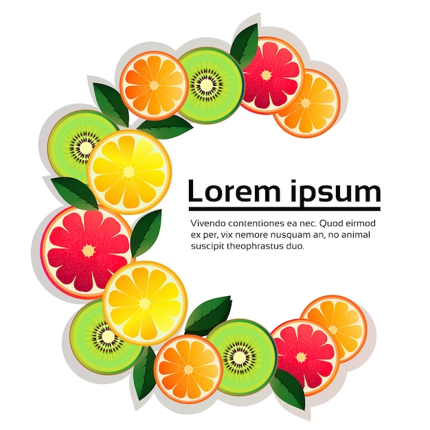 limón naranja kiwi fruta colorido círculo copia espacio orgánico